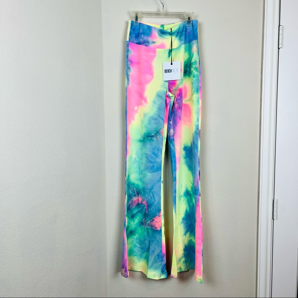 NEW Beach Riot Revolve Tie Dye 2 Piece Crop Top Flare Pants SMALL Lounge $220 - Picture 5 of 13